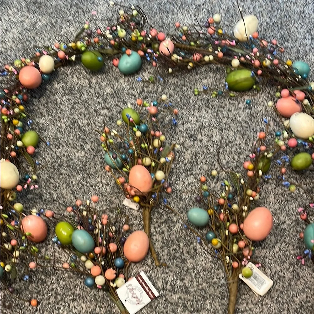 Colorful Easter Egg Garland and Picks Set of 3 items